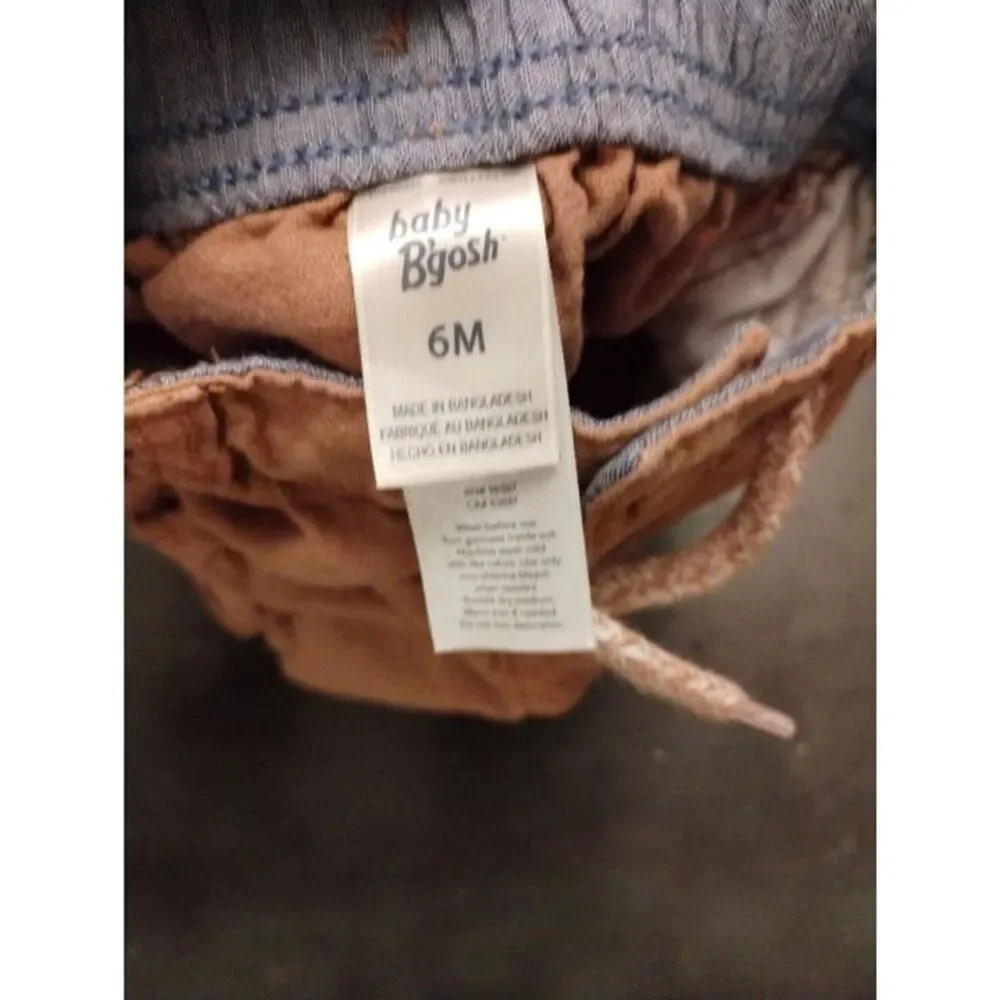 Baby Bgosh OshKosh Infant Boys 6M Cargo Shorts Tan Brown Linen Cotton Elastic
